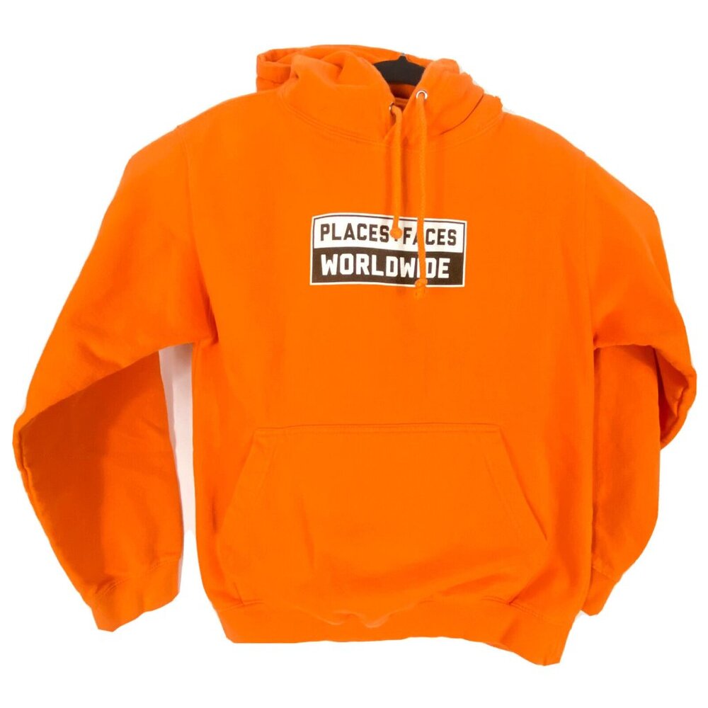 Places + Faces Worldwide Mens Orange Hooded Long Sleeve Sweatshirt Size Small